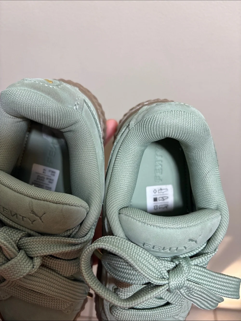 PUMA Kids Suede Platform Sneakers in Sage Green
